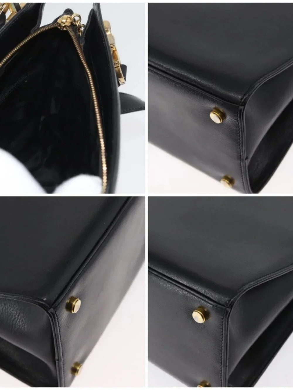 Salvatore Ferragamo Gancini Shoulder Bag Leather Black Gold Auth AMZ436